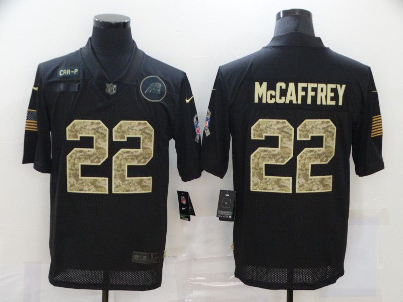 Men Carolina Panthers #22 Mccaffrey Black camo Lettering 2020 Nike NFL Jersey->san francisco 49ers->NFL Jersey